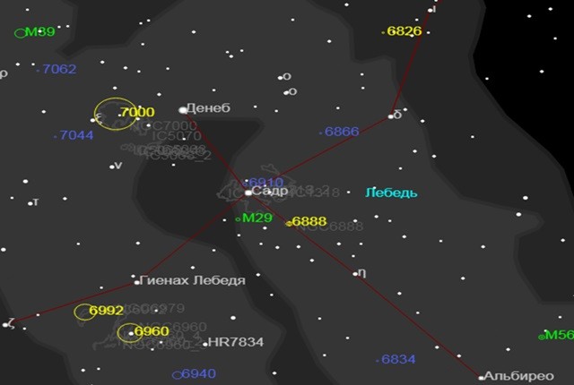 Звездные скопления в Северном кресте